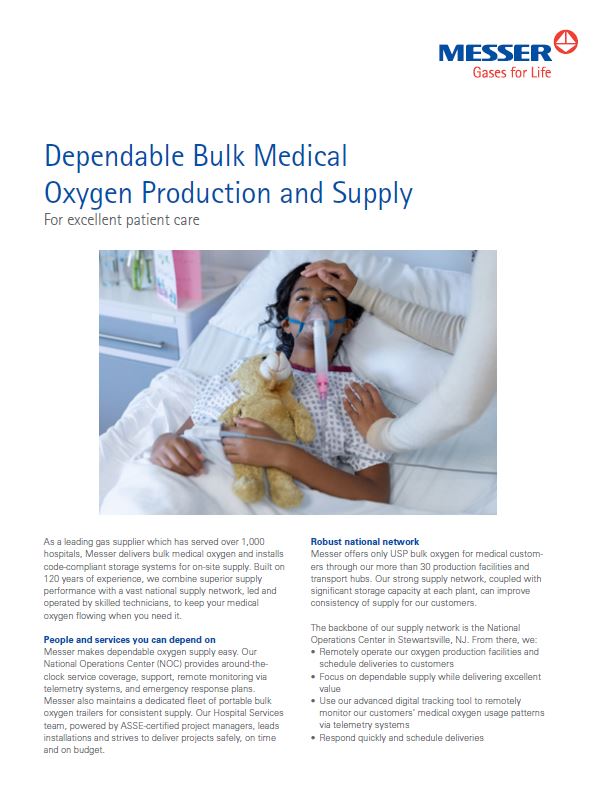 Dependable Bulk Medical Oxygen Production and Supply