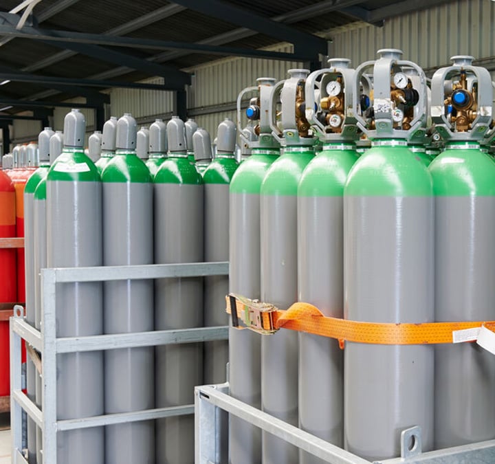 Grey Cylinders containing Xenon.