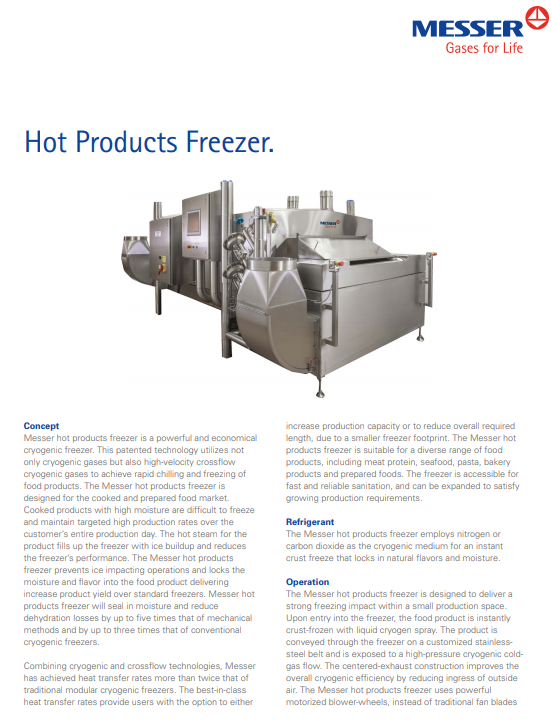 Messer's Hot Products Freezer